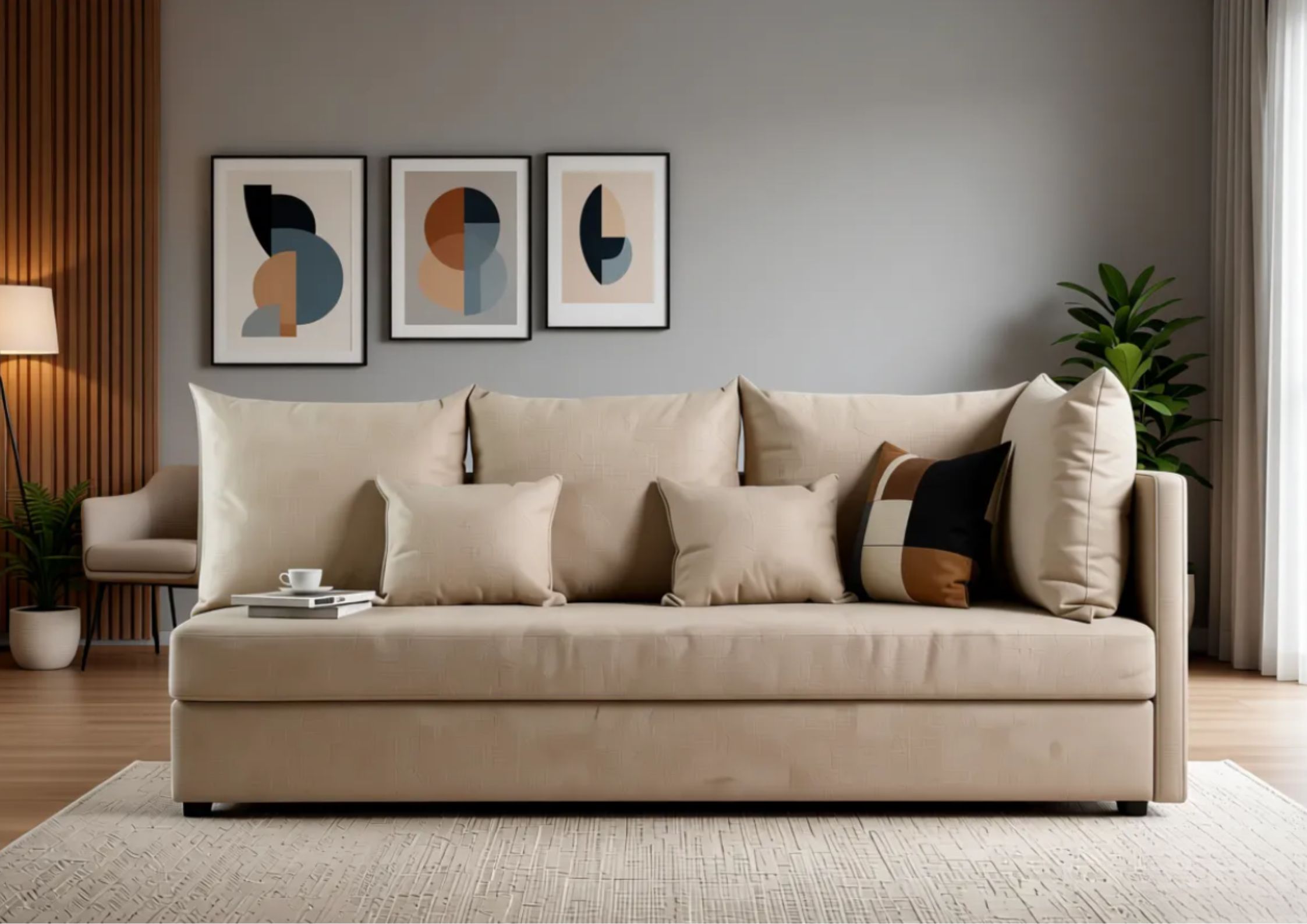 Beżowa sofa do salonu Mobo